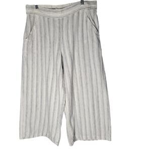 Max Studio Wide Leg Linen Cotton Pants Size XL Blue Casual Chic Summer Coastal